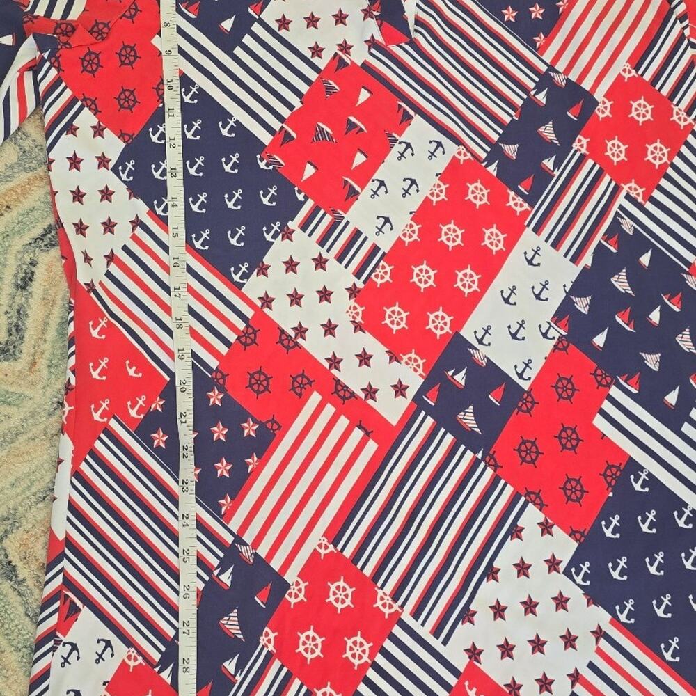 Denim Co Beach Long Sleeve Swim Dress Cover Up 1X Americana Printed Top - Picture 3 of 6